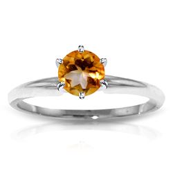 ALARRI 0.65 CTW 14K Solid White Gold Solitaire Ring Natural Citrine