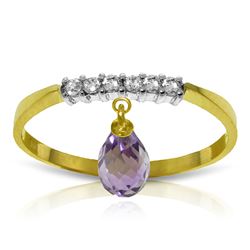 ALARRI 1.45 Carat 14K Solid Gold Ring Natural Diamond Dangling Amethyst