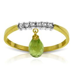 ALARRI 1.45 Carat 14K Solid Gold Ring Natural Diamond Dangling Peridot