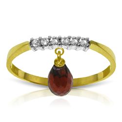 ALARRI 1.45 Carat 14K Solid Gold Ring Natural Diamond Dangling Garnet