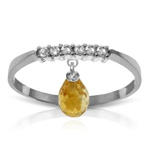 ALARRI 1.45 CTW 14K Solid White Gold Ring Natural Diamond Dangling Citrine