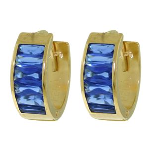 ALARRI 3.5 Carat 14K Solid Gold Blue Zirconia Huggie Earrings