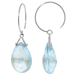 ALARRI 10.2 Carat 14K Solid White Gold Circle Wire Earrings Blue Topaz