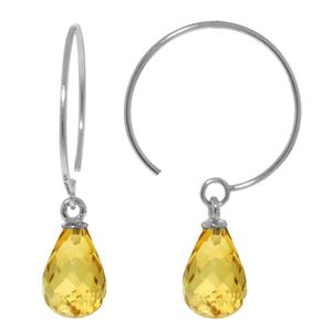 ALARRI 1.35 CTW 14K Solid White Gold Circle Wire Earrings Citrine