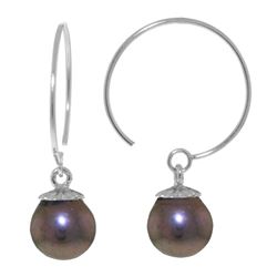 ALARRI 4 CTW 14K Solid White Gold Circle Wire Earrings Black Pearl