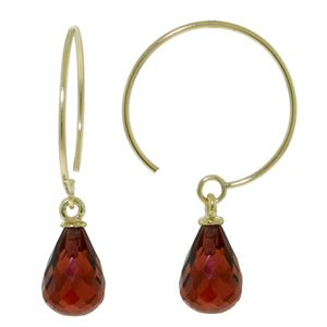 ALARRI 1.35 Carat 14K Solid Gold Circle Wire Earrings Garnet