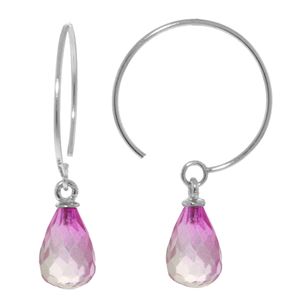 ALARRI 1.35 Carat 14K Solid White Gold Circle Wire Earrings Pink Topaz