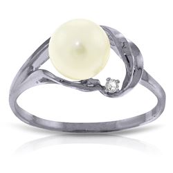 ALARRI 2.02 Carat 14K Solid White Gold Lara's World Pearl Diamond Ring