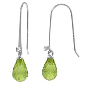 ALARRI 1.38 Carat 14K Solid White Gold Fish Hook Earrings Diamond Peridot