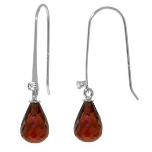 ALARRI 1.38 CTW 14K Solid White Gold Fish Hook Earrings Diamond Garnet