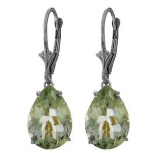 ALARRI 10 CTW 14K Solid White Gold Leverback Earrings Natural Green Amethyst