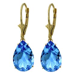 ALARRI 13 Carat 14K Solid Gold Leverback Earrings Natural Blue Topaz