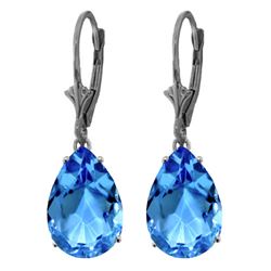 ALARRI 13 Carat 14K Solid White Gold Leverback Earrings Natural Blue Topaz