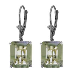 ALARRI 13 Carat 14K Solid White Gold Leverback Earrings Green Amethyst