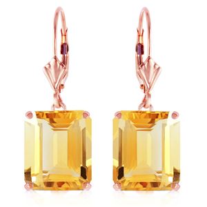 ALARRI 14K Solid Rose Gold Leverback Earrings w/ Citrines