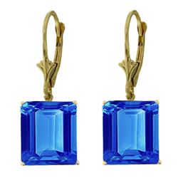 ALARRI 13 Carat 14K Solid Gold Leverback Earrings Blue Topaz