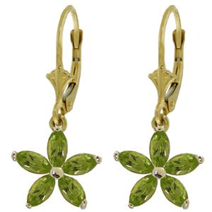 ALARRI 2.8 Carat 14K Solid Gold Leverback Earrings Natural Peridot