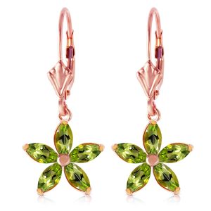 ALARRI 14K Solid Rose Gold Leverback Earrings w/ Natural Peridot