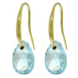 ALARRI 8 Carat 14K Solid Gold Fish Hook Earrings Blue Topaz