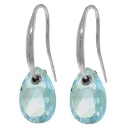 ALARRI 8 CTW 14K Solid White Gold Fish Hook Earrings Blue Topaz