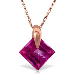 ALARRI 14K Solid Rose Gold Necklace w/ Natural Pink Topaz