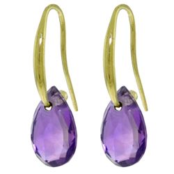 ALARRI 8 CTW 14K Solid Gold Fish Hook Earrings Amethyst