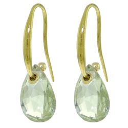 ALARRI 8 Carat 14K Solid Gold Fish Hook Earrings Green Amethyst