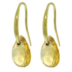 ALARRI 8 CTW 14K Solid Gold Fish Hook Earrings Citrine