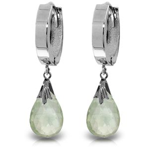 ALARRI 6 Carat 14K Solid White Gold Hoop Earrings Natural Green Amethyst