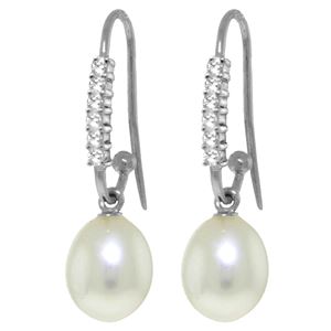 ALARRI 8.18 CTW 14K Solid White Gold Every Breath Taken Pearl Diamond Earrings