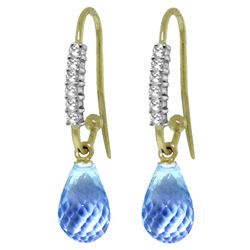 ALARRI 4.68 Carat 14K Solid Gold Impressions Blue Topaz Diamond Earrings