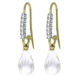 ALARRI 4.68 CTW 14K Solid Gold Fish Hook Earrings Diamond White Topaz