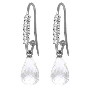 ALARRI 4.68 Carat 14K Solid White Gold Fish Hook Earrings Diamond White Topaz