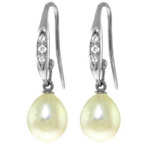 ALARRI 8.05 CTW 14K Solid White Gold You Are Breathtaking Pearl Diamond Earrings