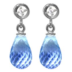 ALARRI 2.73 CTW 14K Solid White Gold Earrings Diamond Blue Topaz