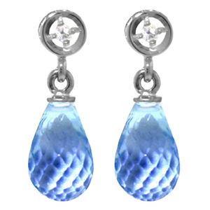 ALARRI 2.73 CTW 14K Solid White Gold Earrings Diamond Blue Topaz