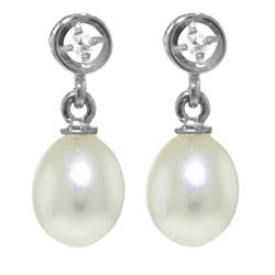 ALARRI 8.03 Carat 14K Solid White Gold Earrings Diamond Pearl