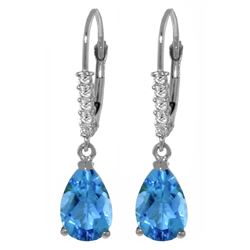 ALARRI 3.15 Carat 14K Solid White Gold Happy Heart Blue Topaz Diamond Earrings