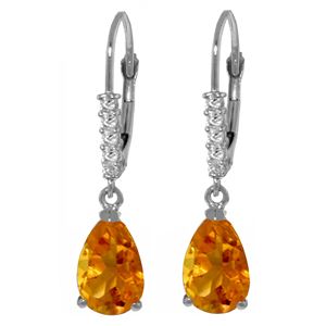 ALARRI 3.15 CTW 14K Solid White Gold Cheerful Heart Citrine Diamond Earrings