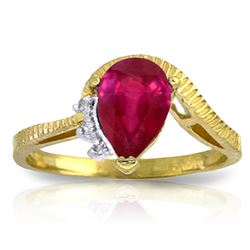 ALARRI 1.52 Carat 14K Solid Gold Hit The Trend Ruby Diamond Ring
