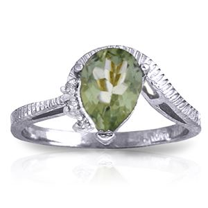 ALARRI 1.52 CTW 14K Solid White Gold Ring Diamond Green Amethyst