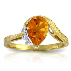 ALARRI 1.52 Carat 14K Solid Gold Amethystped Up Chic Citrine Diamond Ring