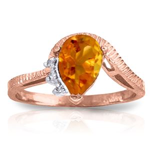 ALARRI 1.52 Carat 14K Solid Rose Gold Azur Citrine Diamond Ring