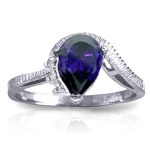 ALARRI 1.52 Carat 14K Solid White Gold Trust In Love Sapphire Diamond Ring