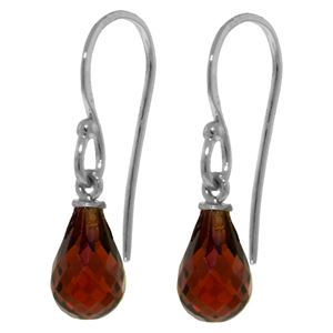 ALARRI 2.7 Carat 14K Solid White Gold Fish Hook Earrings Natural Garnet