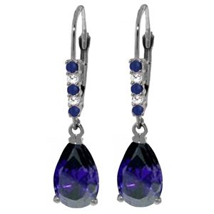 ALARRI 3.18 Carat 14K Solid White Gold Power Of Words Sapphire Diamond Earrings