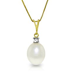 ALARRI 4.05 Carat 14K Solid Gold Necklace Natural Diamond Pearl