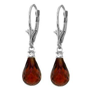 ALARRI 4.6 Carat 14K Solid White Gold Leverback Earrings Diamond Garnet