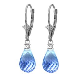 ALARRI 4.6 Carat 14K Solid White Gold Leverback Earrings Diamond Blue Topaz