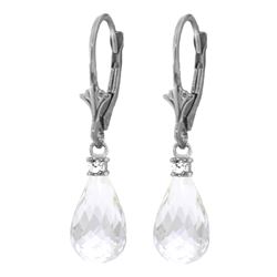 ALARRI 4.6 Carat 14K Solid White Gold Leverback Earrings Diamond White Topaz